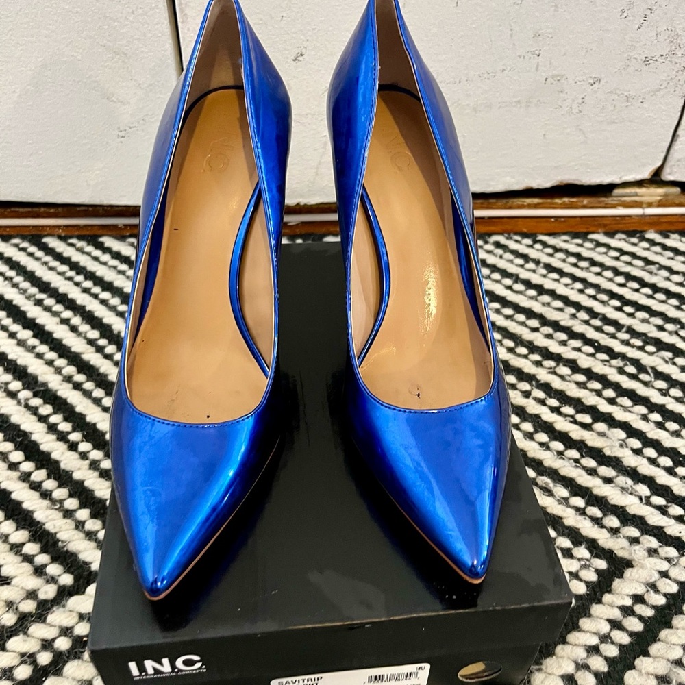 INC International Concepts Blue Patent Leather Heels